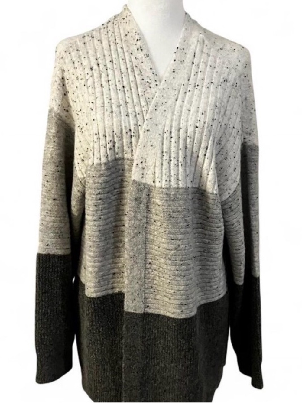 Coastal Grandma,clean girl,Chic Three shades of Grey Cardigan. Super Cozy!